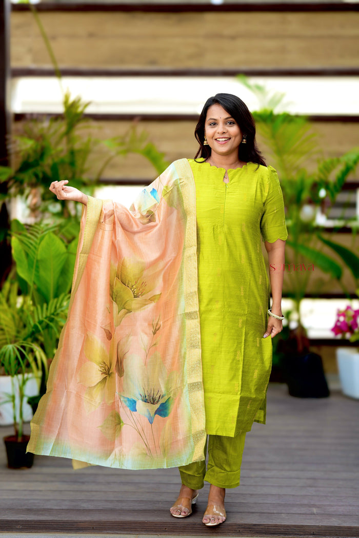 Deepika raw silk suit set with dupptta( set of 3)