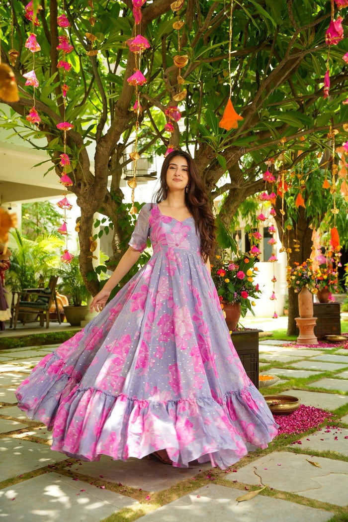 Lavina Floral Organza Maxi Dress