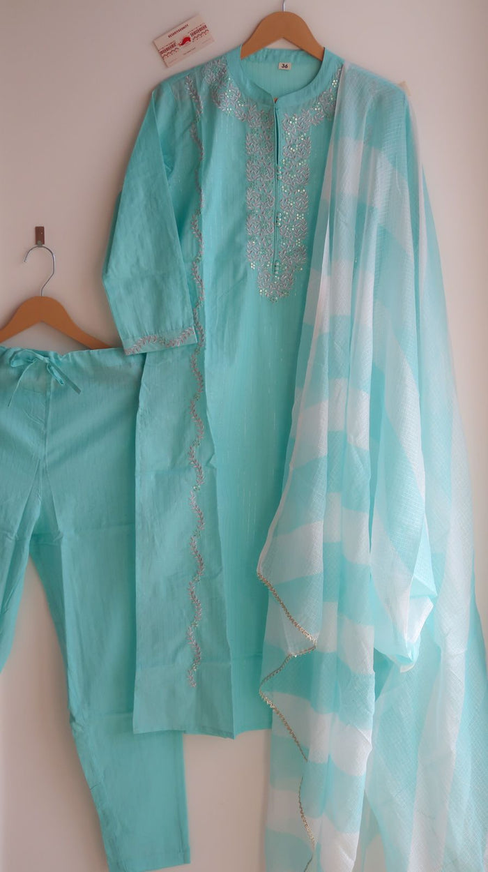 Aasmani Turquoise Infusion Suit Set
