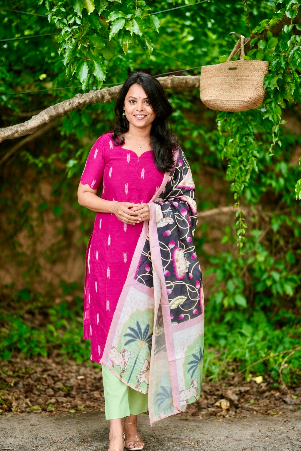 Mithila Pichwai dupptta raw silk ( set of 3) ready to dispatch