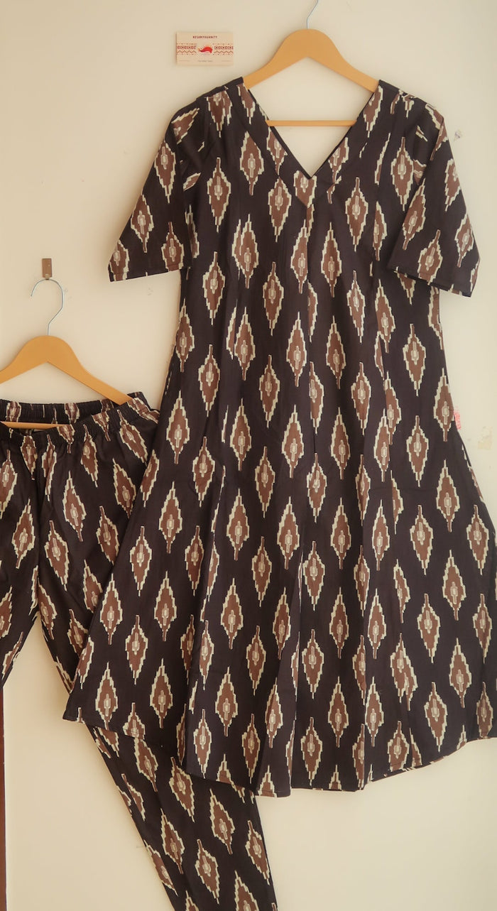 Blush Black Ikkat Office/Regular Wear Suit Set - Blend of Fun