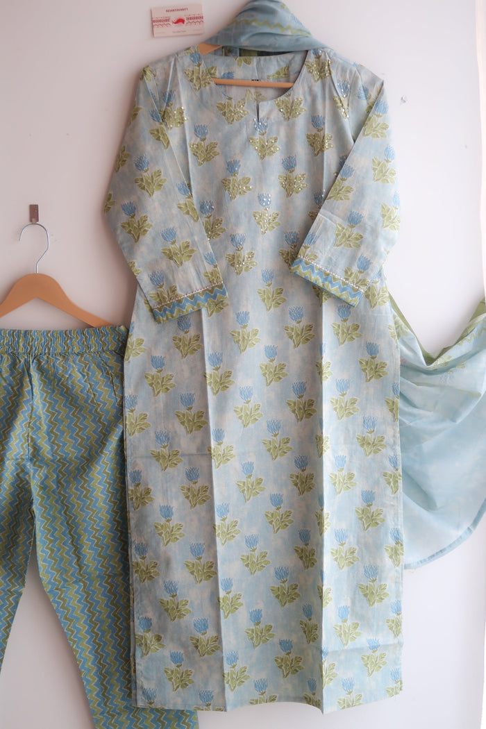 Blooms in Azure Breeze Suit Set