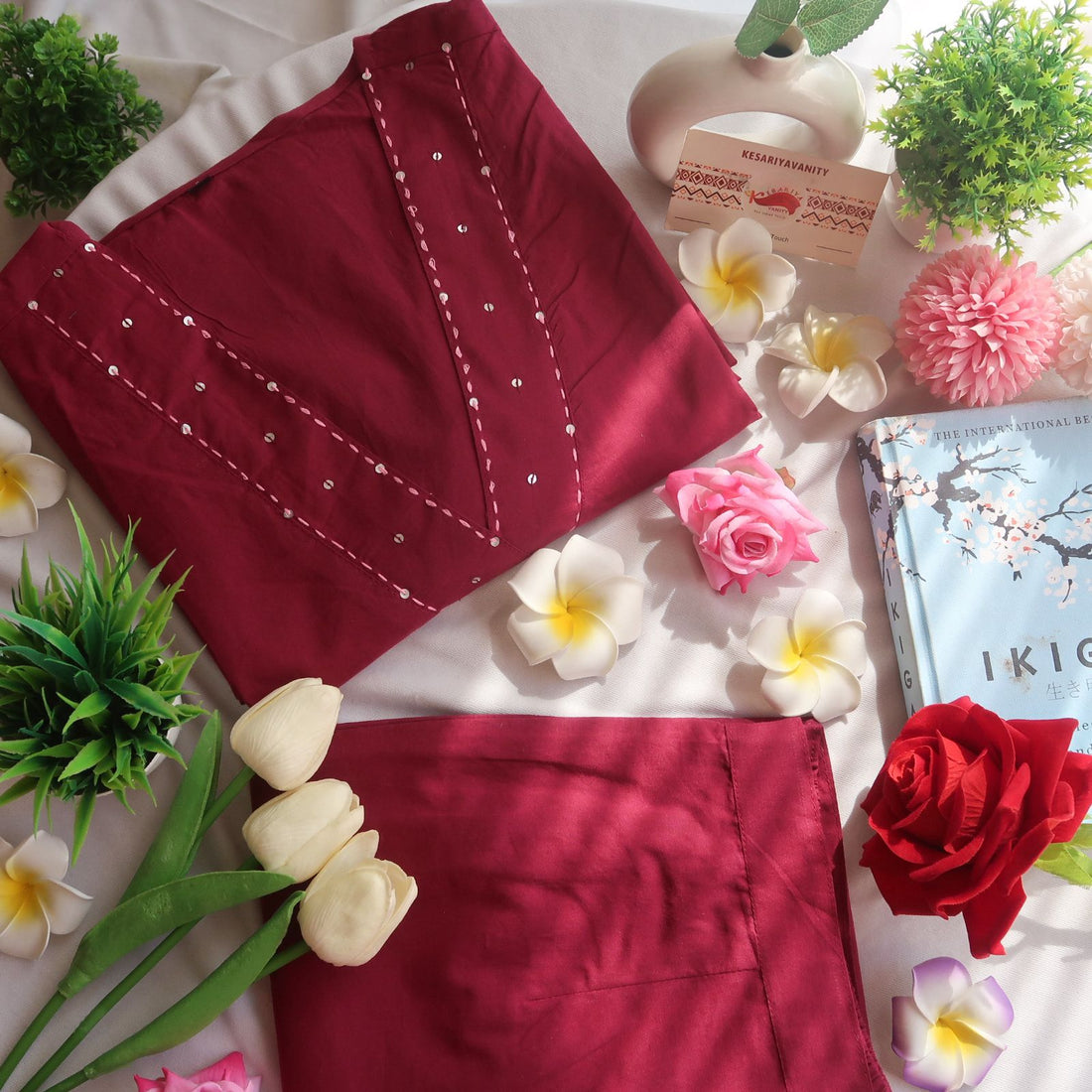 Rich Rosewood Office/ Regular Wear Suit Set - Blend of Fun