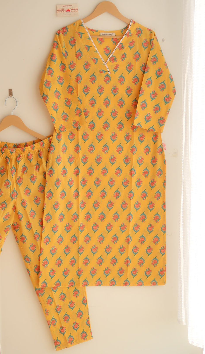 Sunflower Meadow Lace Suit Set - Sukoon 2.0 (Slim Fit)