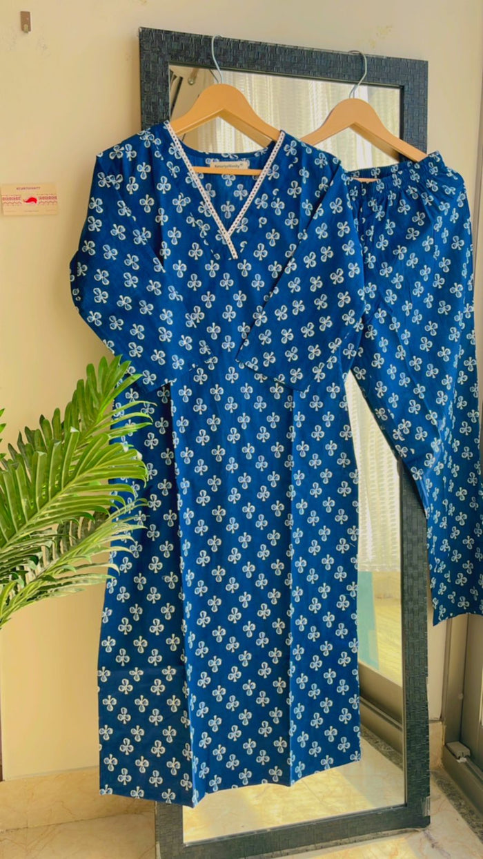 Indigo Viral Lace Suit Set - Sukoon 3.0 (Slim Fit)