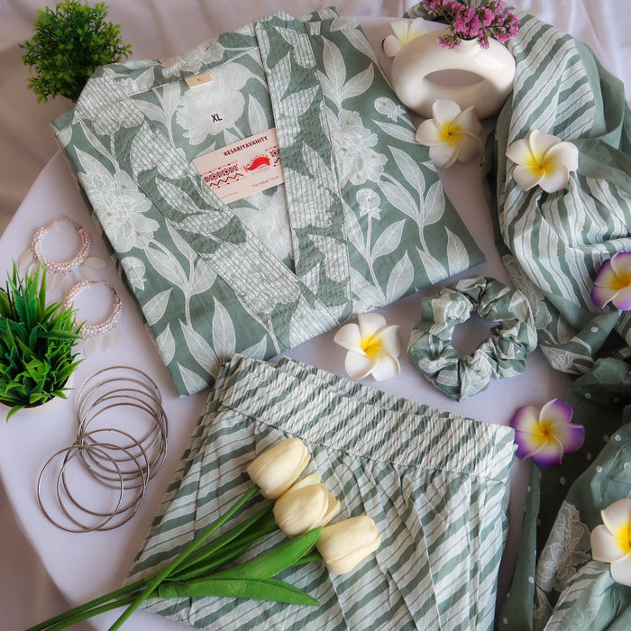 Verdant Leaf Symphony Suit Set