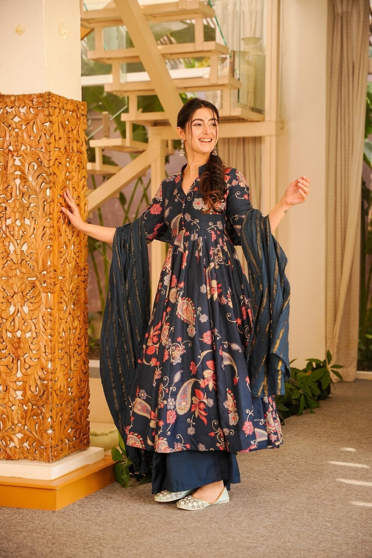 Agnijaa Blue Anarkali Suit Set