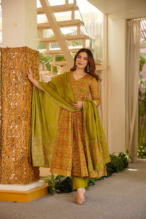 Anugraha Cotton Anarkali Suit Set