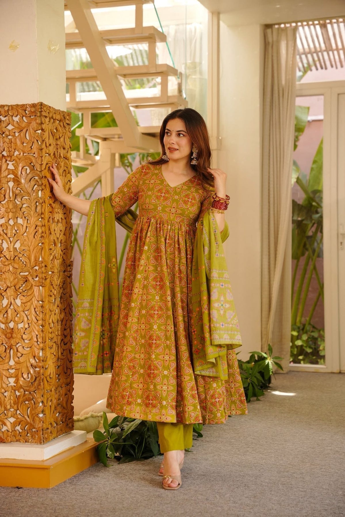 Anugraha Cotton Anarkali Suit Set