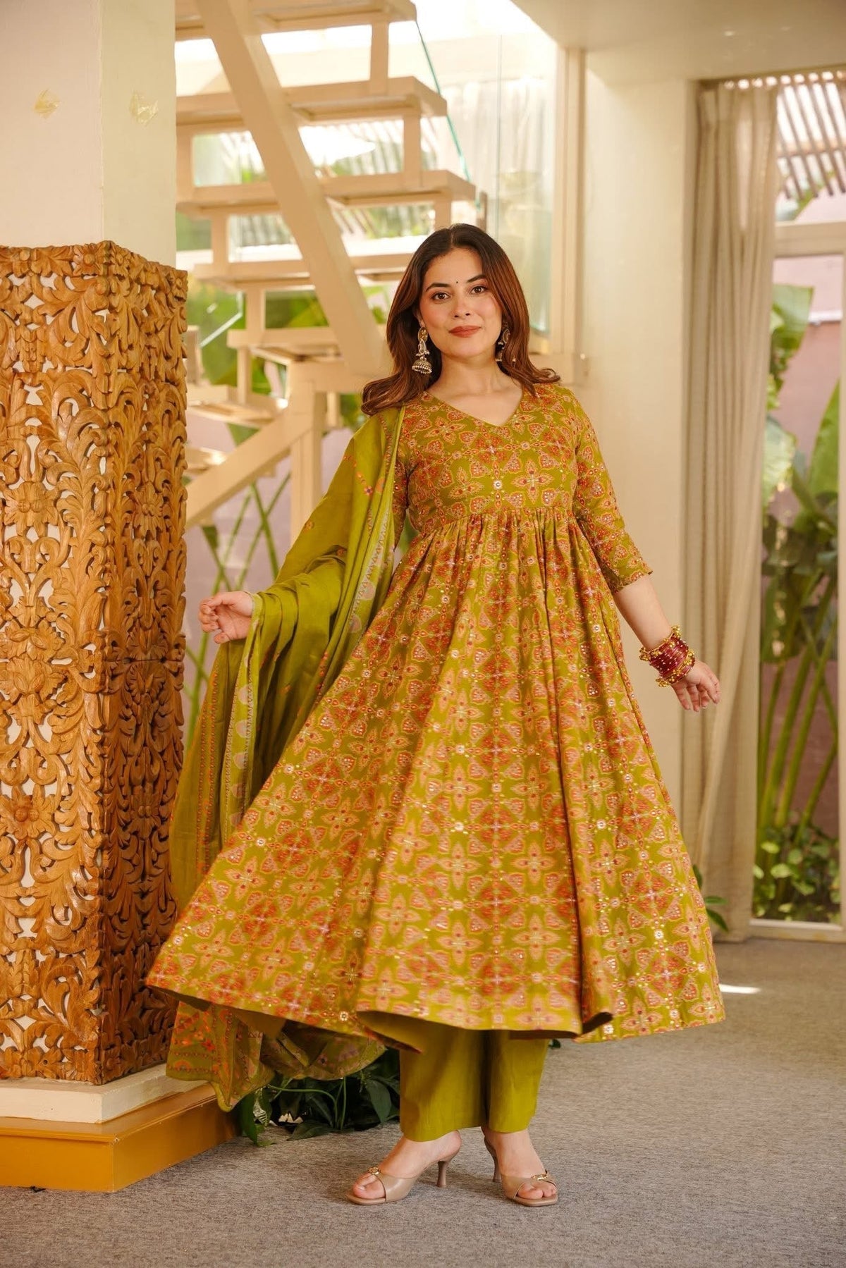 Anugraha Cotton Anarkali Suit Set