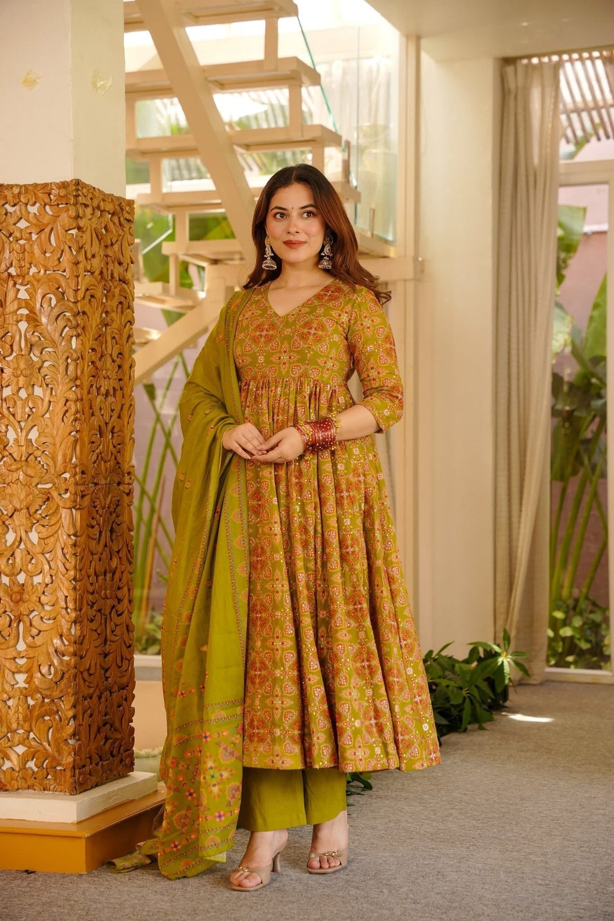 Anugraha Cotton Anarkali Suit Set