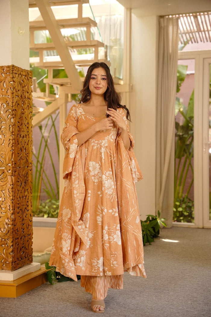 Omisha Cotton Anarkali Suit Set