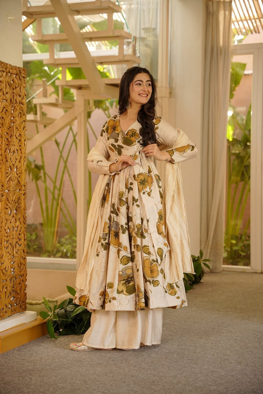 Vanisha Printed Cotton Anarkali Suit Set