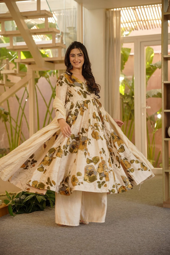 Vanisha Printed Cotton Anarkali Suit Set