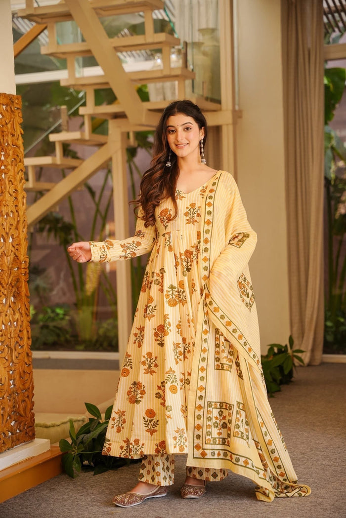Brahmi Printed Anarkali Suit Set