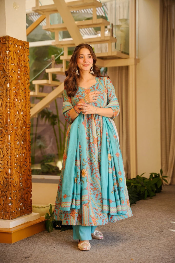 Pragya Cotton Anarkali Suit Set