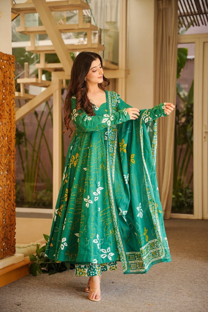 Idhika Printed Anarkali Suit Set