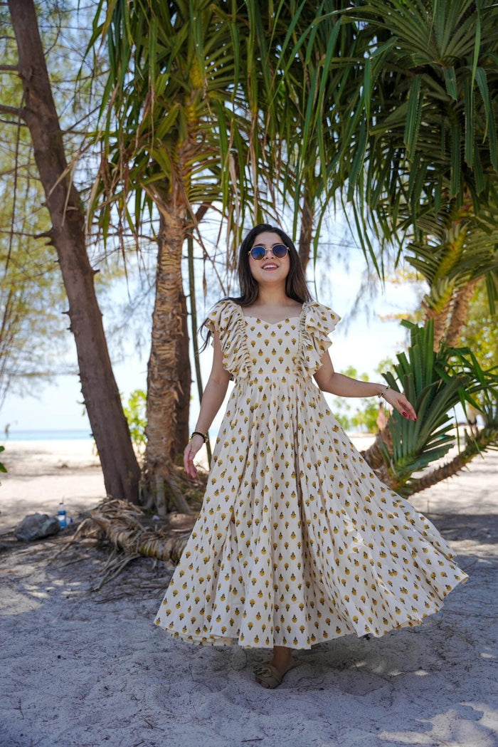 White Petal Designer Sonata Cotton Dress