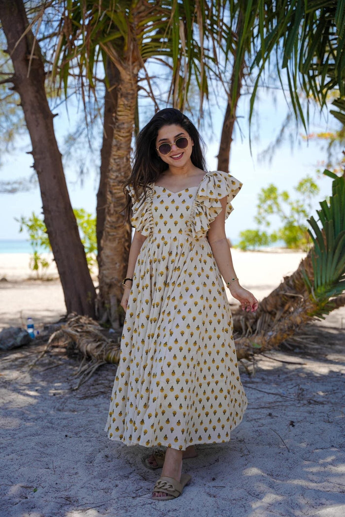 White Petal Designer Sonata Cotton Dress