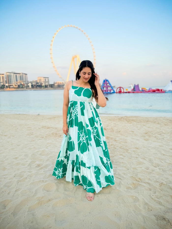 Posh delight green cotton maxi
