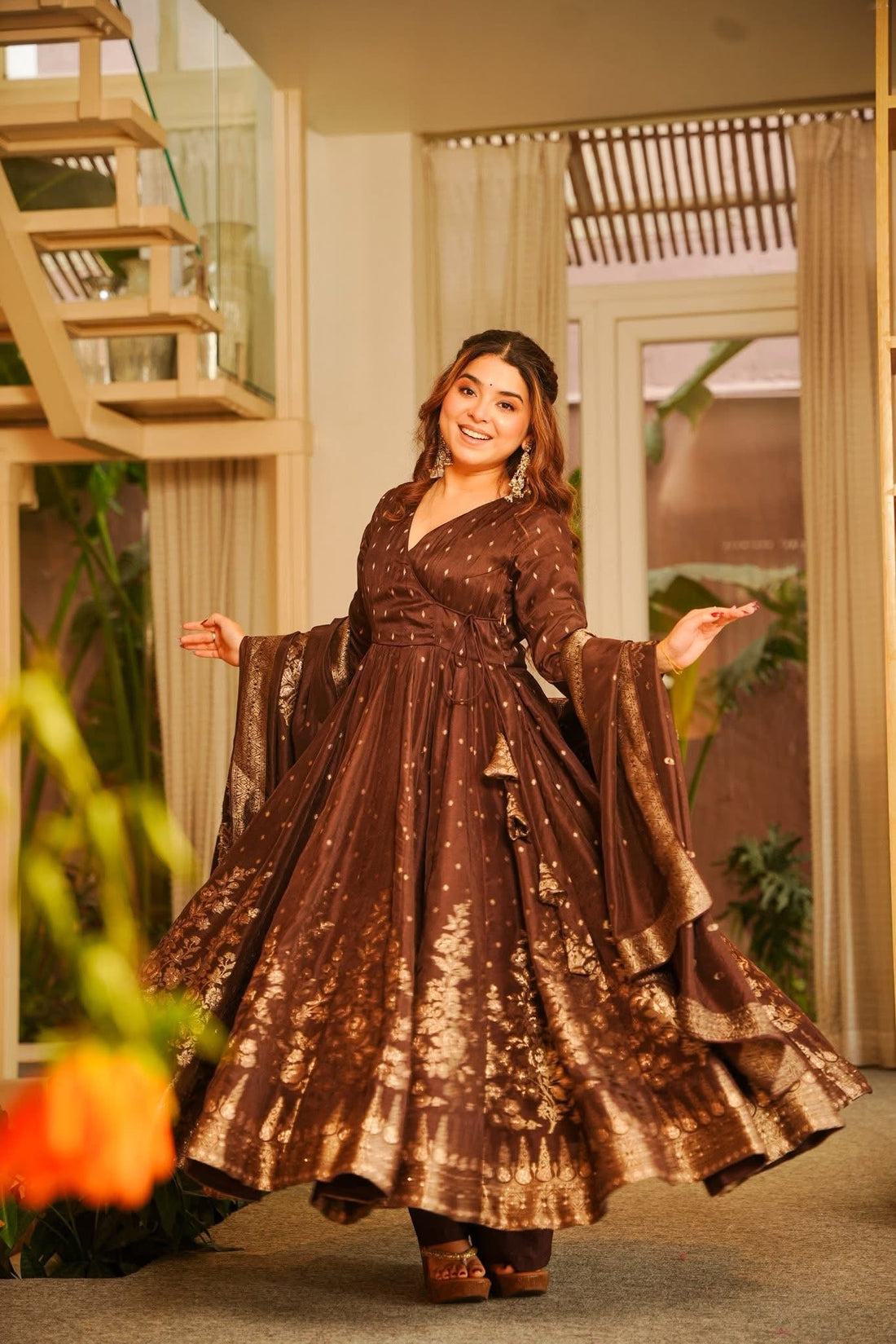 Ritvi Silk Angrakha Anarkali Suit Set