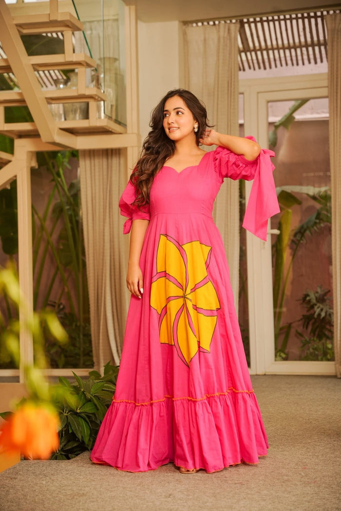 Khsira Pink Statement Maxi Dress