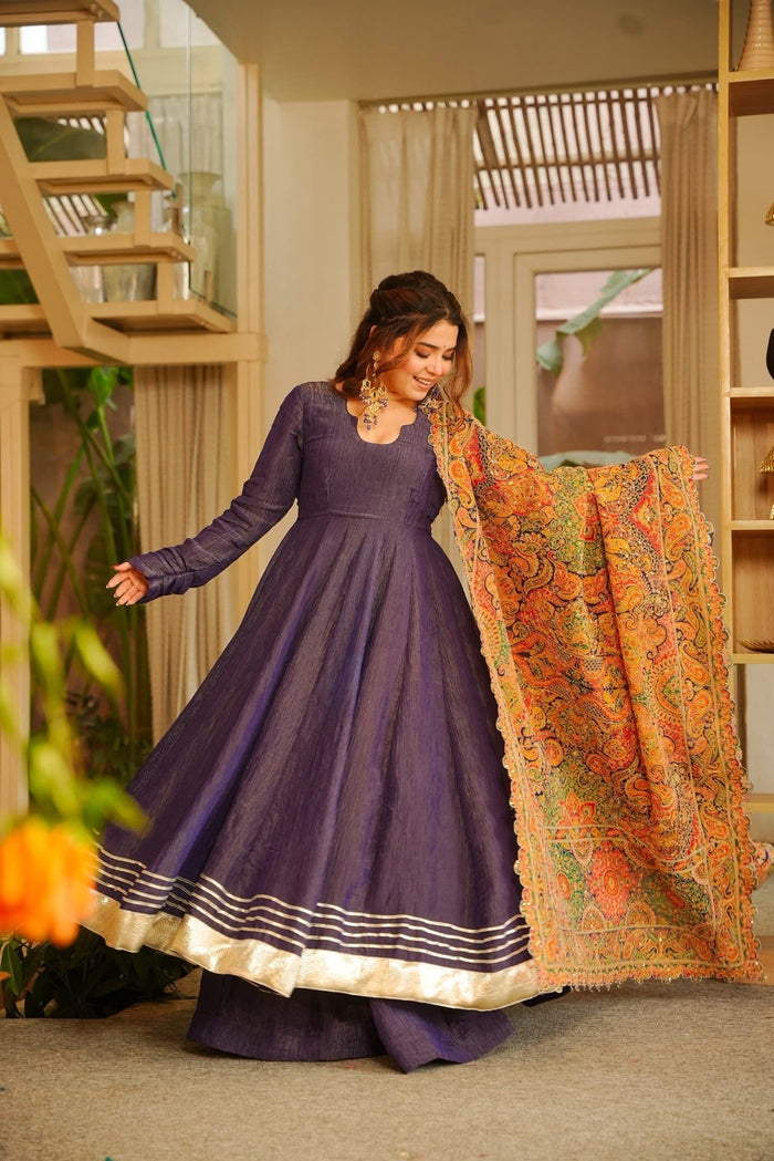Sabeen Purple Wedding Wear Anarkali Suit Set