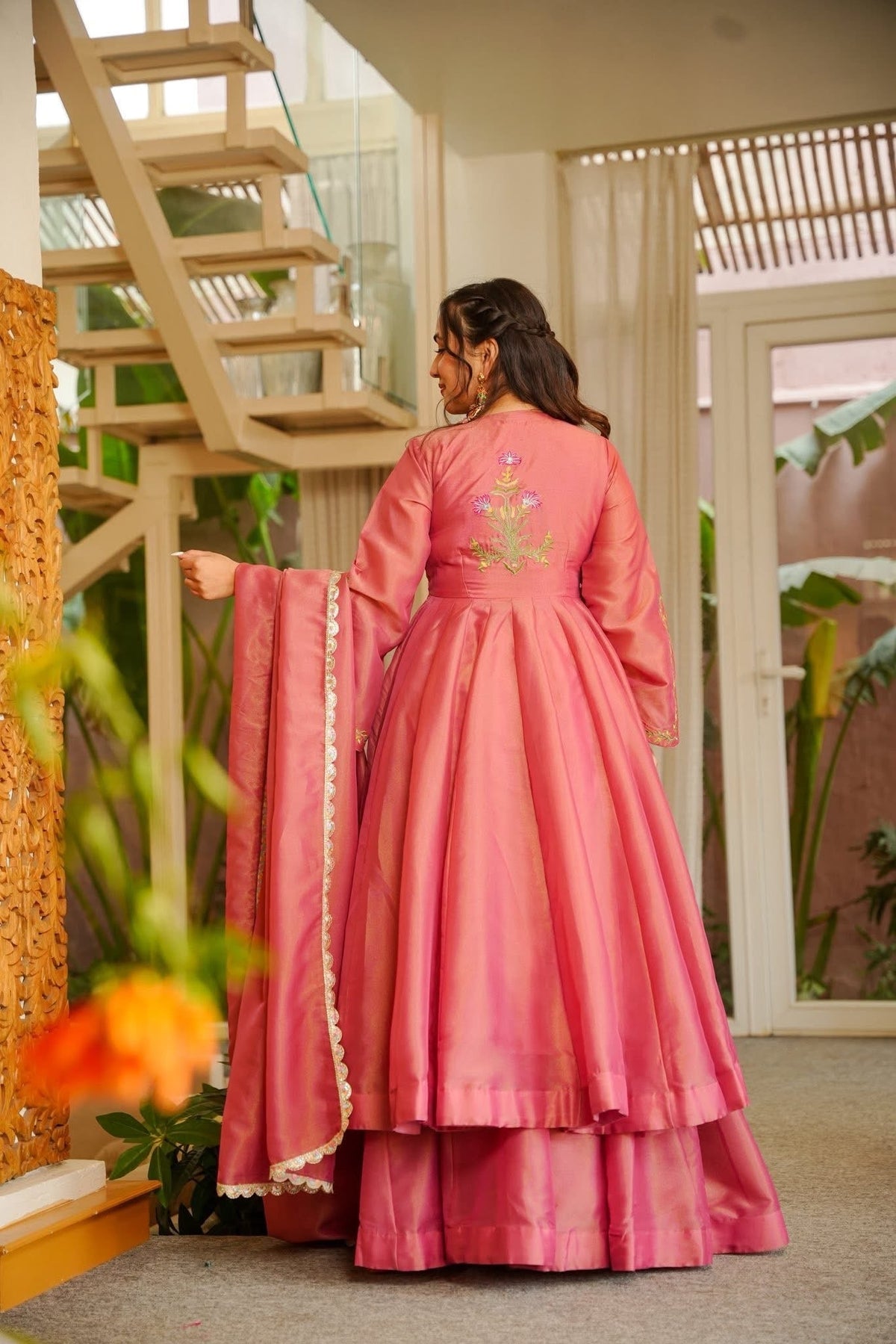 Aazmi Pink Cosmos Anarkali Suit Set