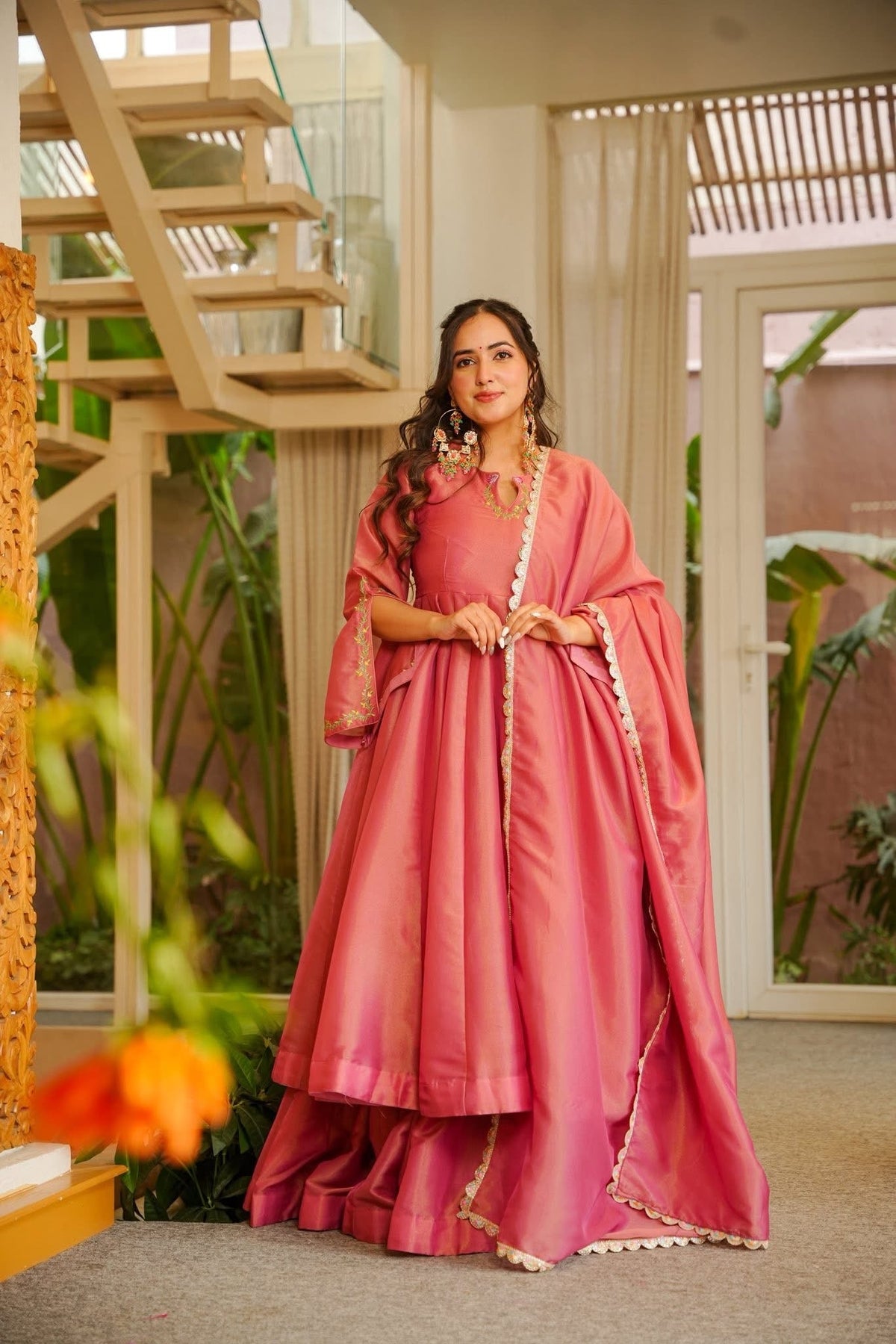 Aazmi Pink Cosmos Anarkali Suit Set