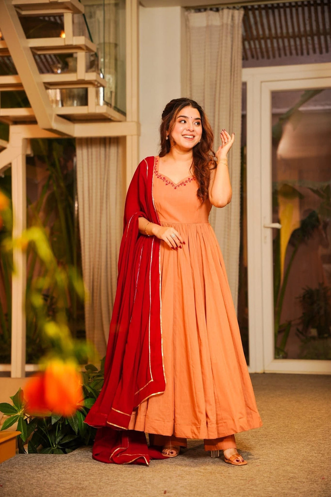 Charul Pink Anarkali Suit Set