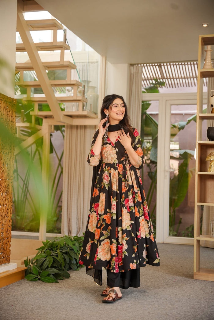 Kshanika Black Rayon Suit Set