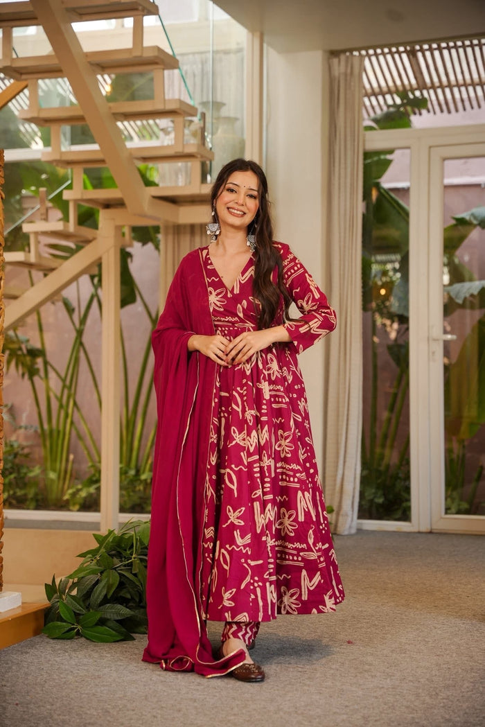 Yashra Cotton Angrakha Suit Set
