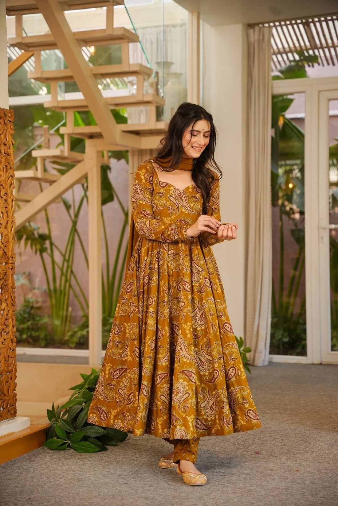 Pragati Printed Cotton Anarkali Suit Set