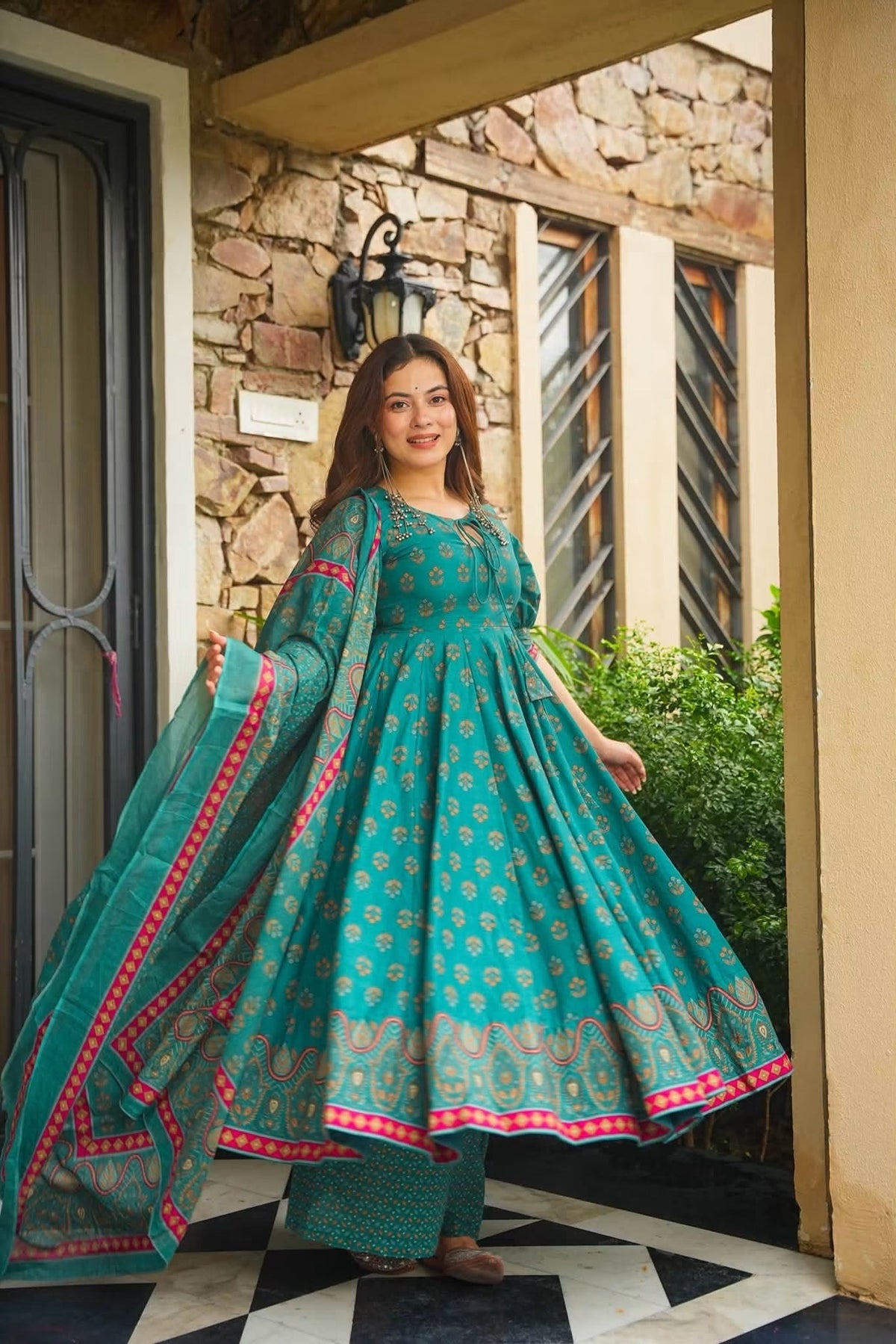 Aaranyika Cotton Anarkali Suit Set