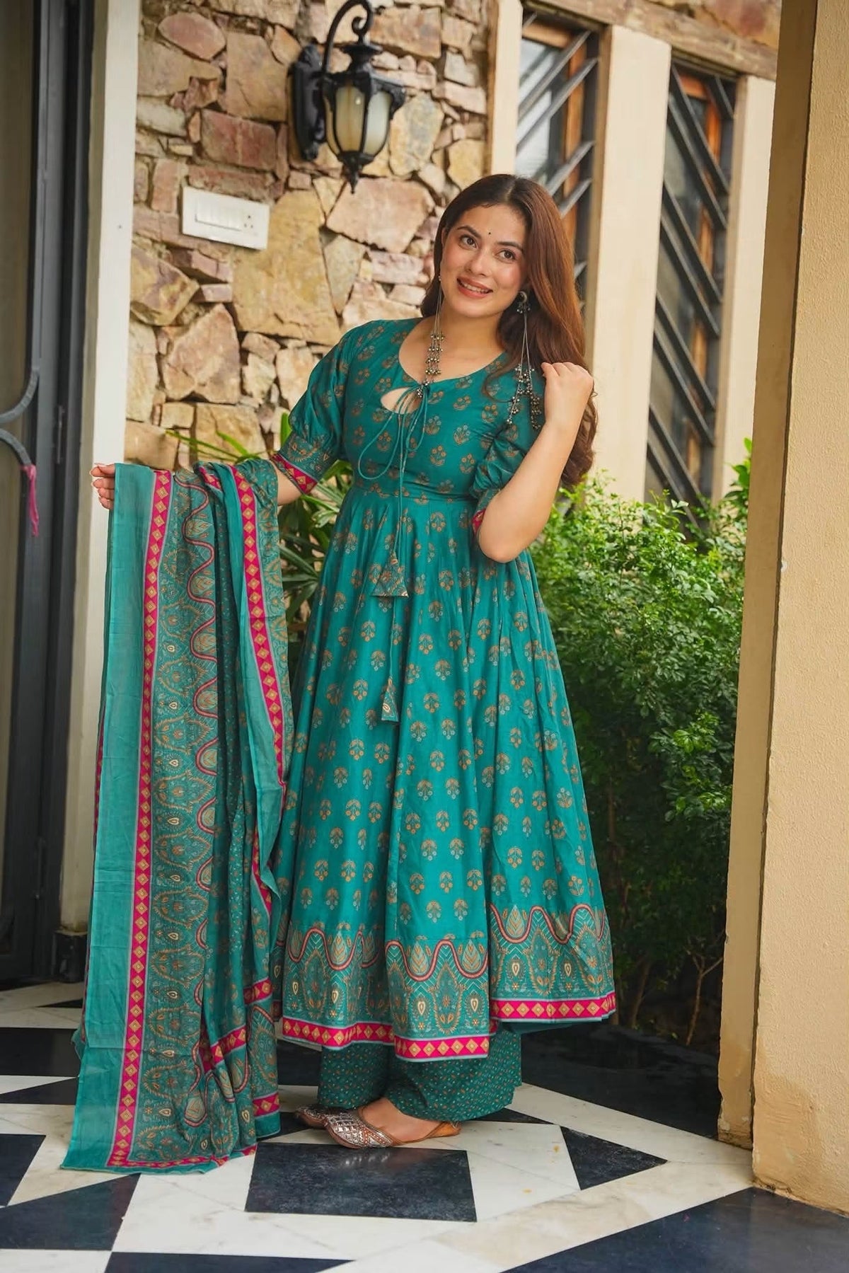 Aaranyika Cotton Anarkali Suit Set