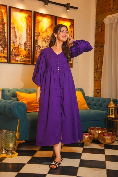 Aurelia Purple Cotton Dress