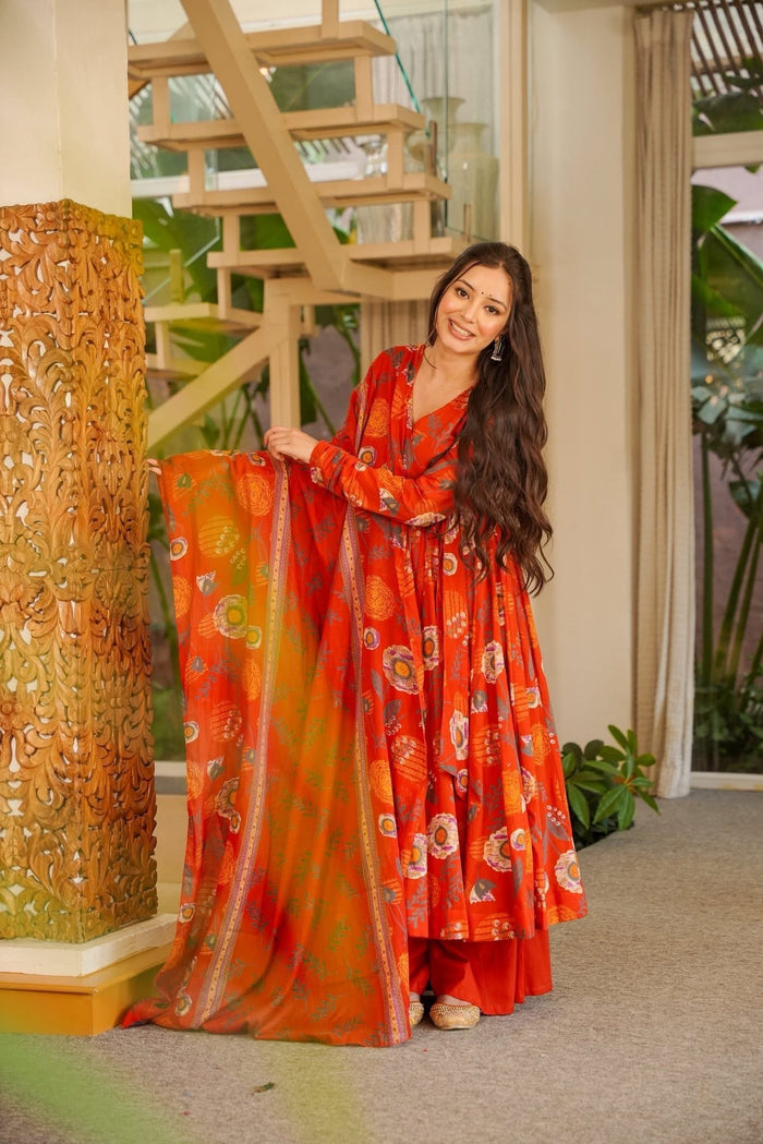 Miraya Bright Cotton Anarkali Suit Set