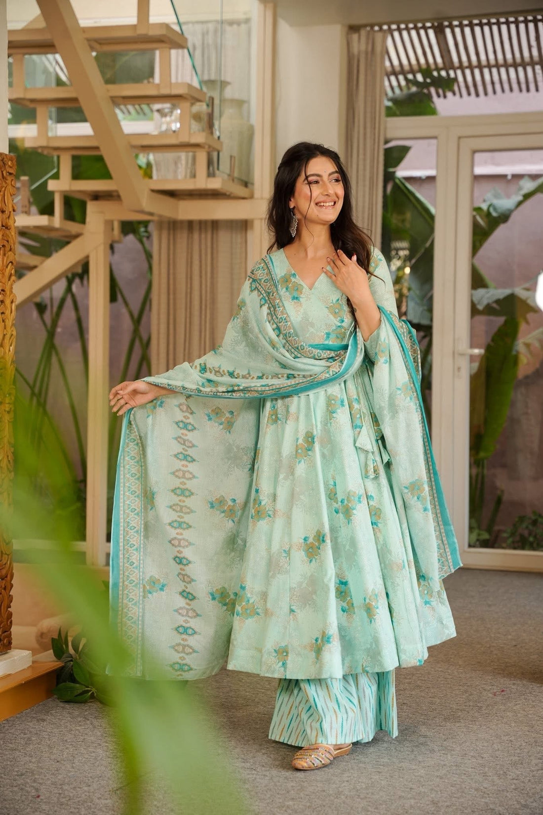 Eshal Pastel Cotton Anarkali Suit Set