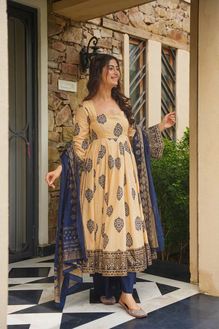 Aavisha Cotton Anarkali Suit Set