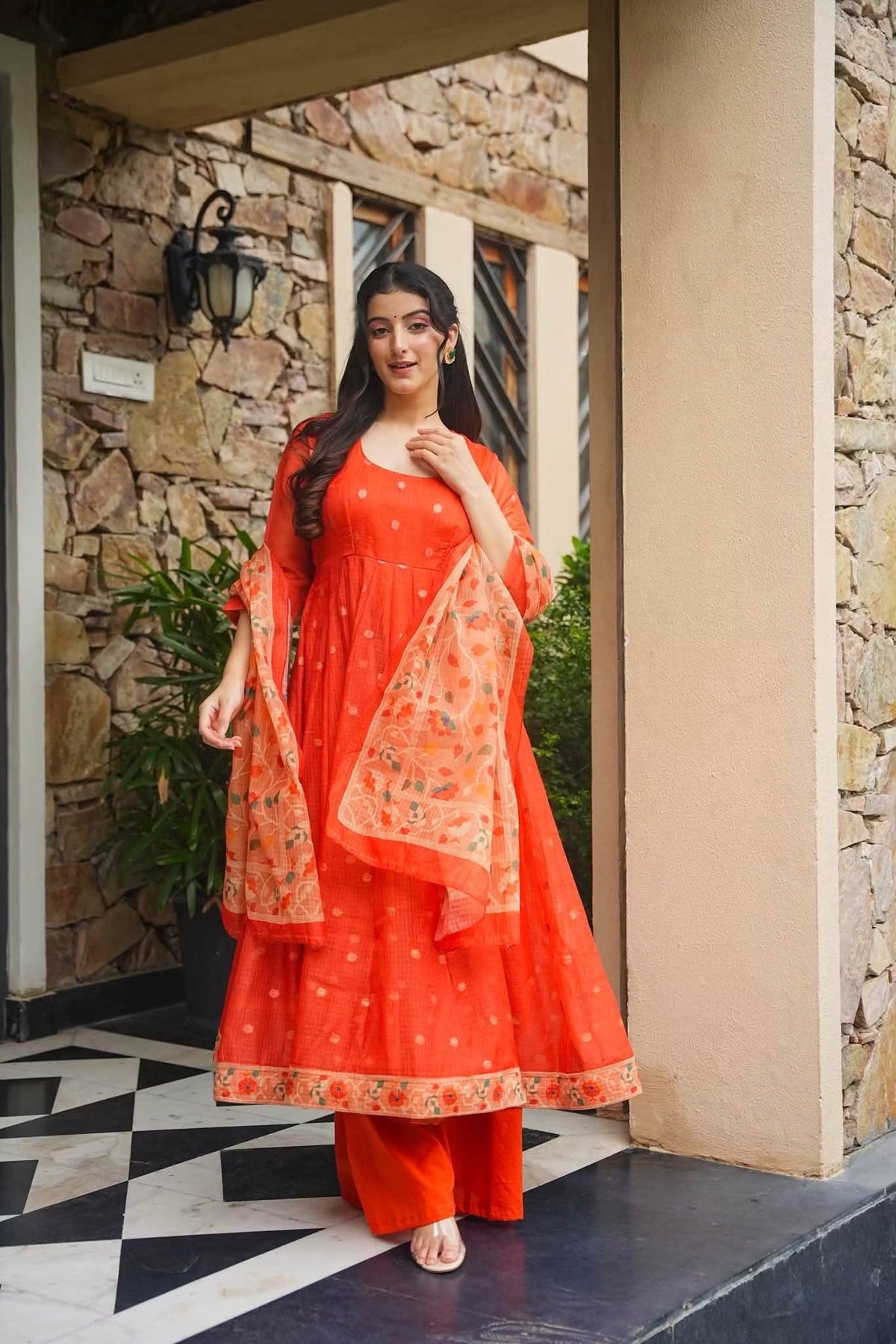 Alesha Kota Doria Anarkali Suit Set