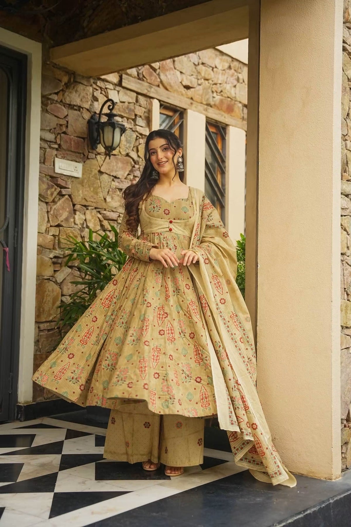 Amlika Cotton Anarkali Suit Set