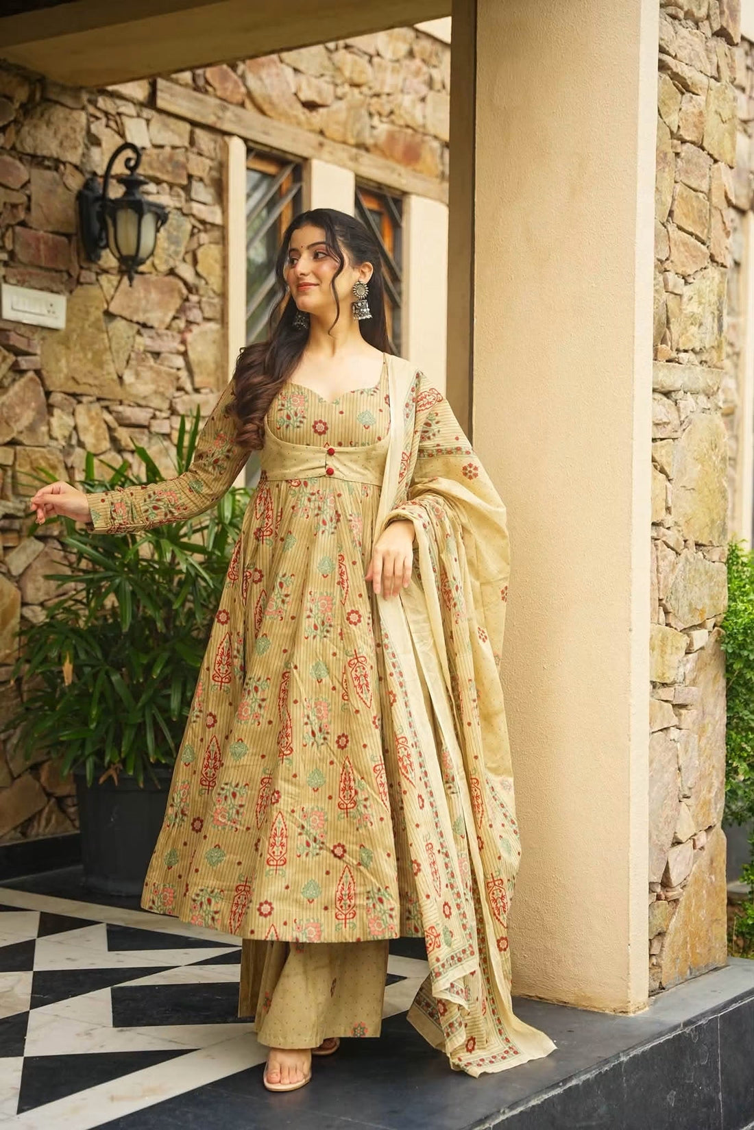 Amlika Cotton Anarkali Suit Set