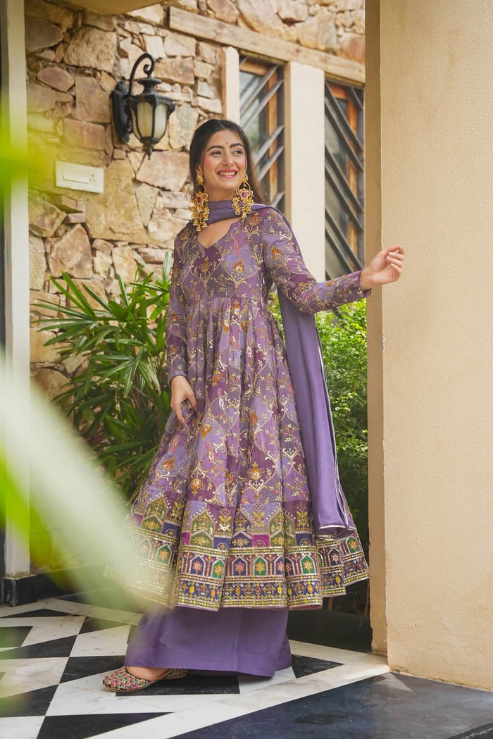 Rivaara Purple Heavy Anarkali Suit Set