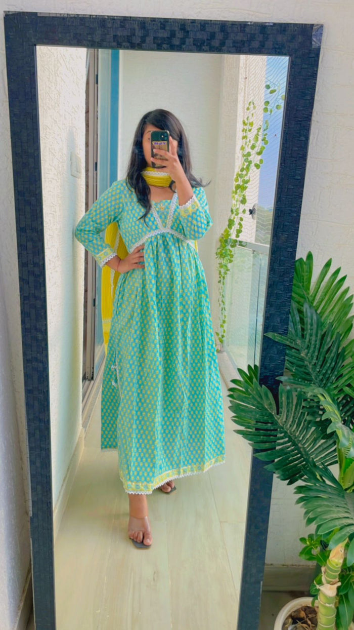 Sea Green Soft Cotton Suit