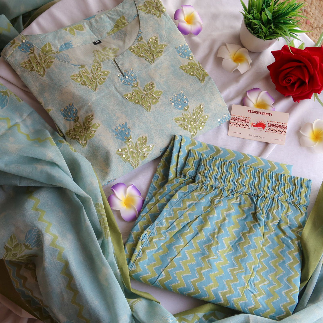 Blooms in Azure Breeze Suit Set